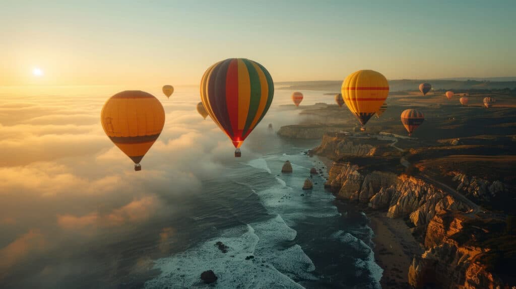 représentation de l'évolution par un groupe de montgolfières